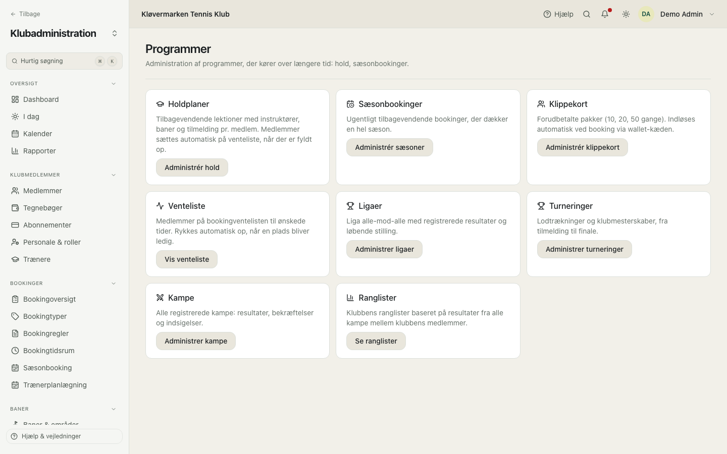 Programoversigten.