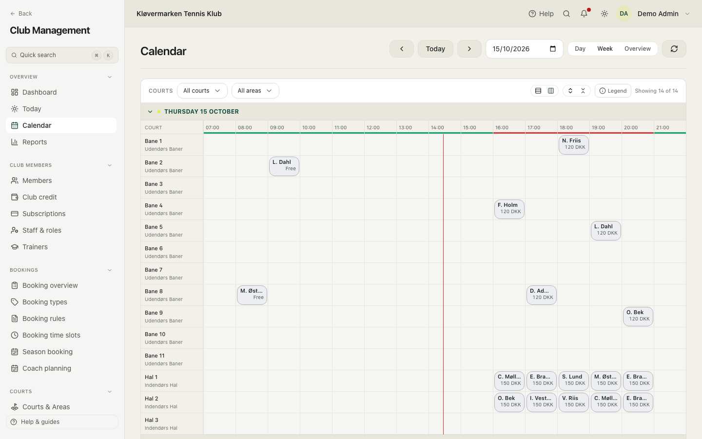 The calendar week view.