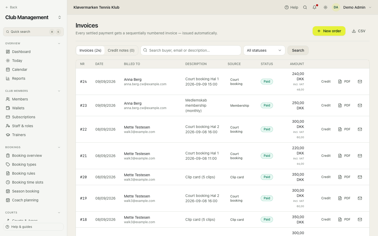 The invoice list.