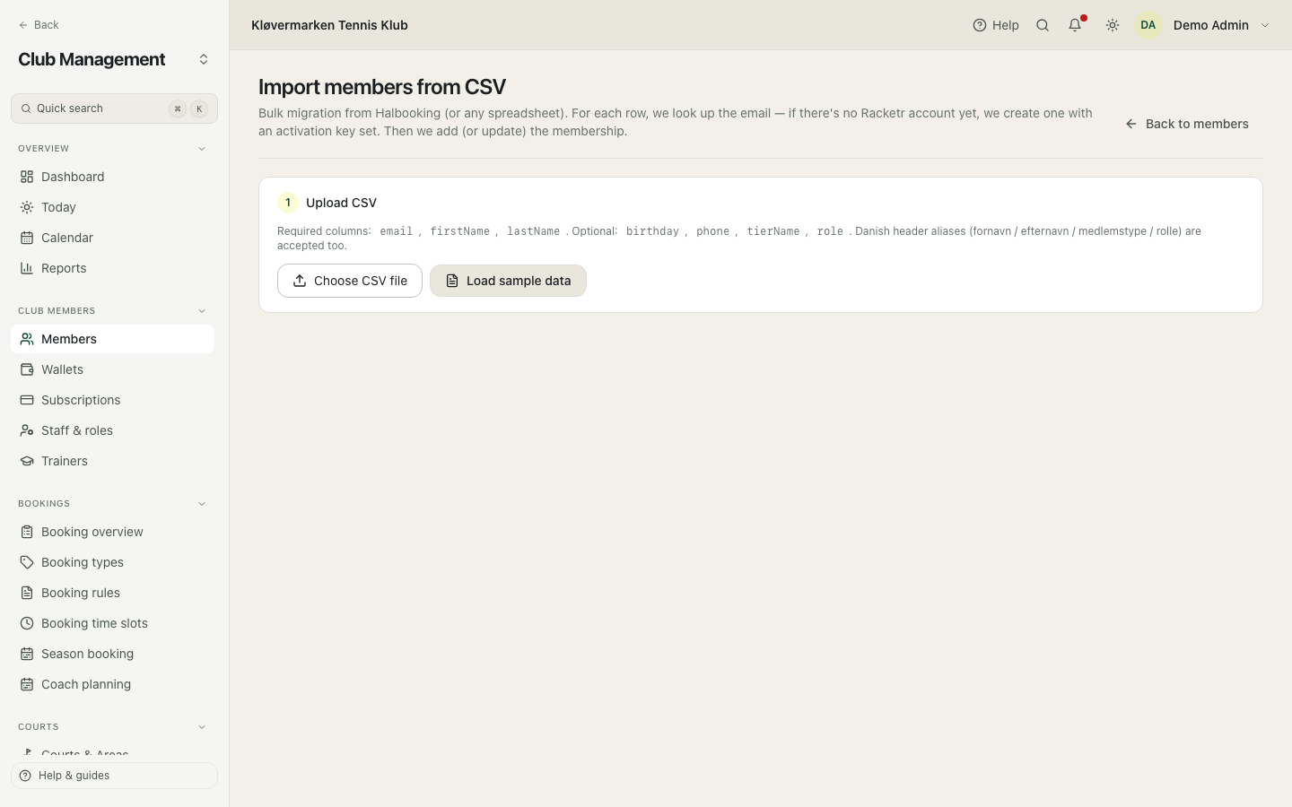 Member import with column mapping.