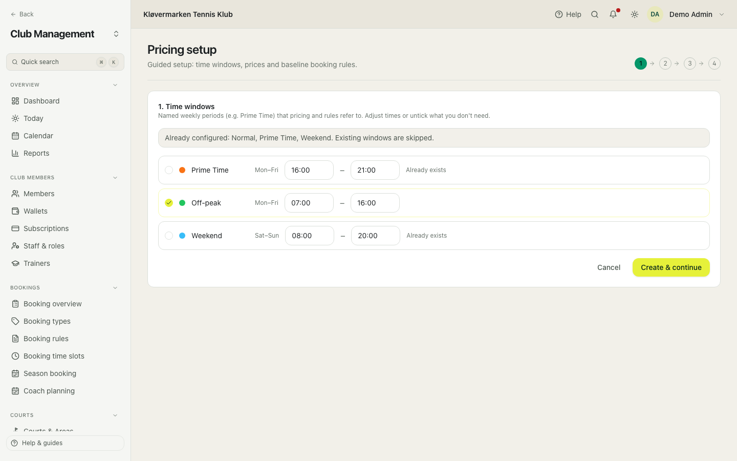 The guided pricing setup.