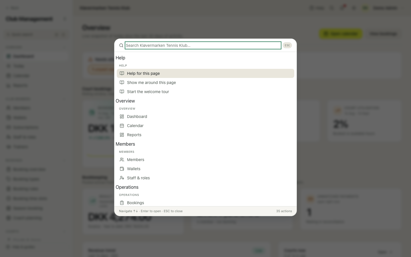 Quick search opened with the keyboard shortcut.